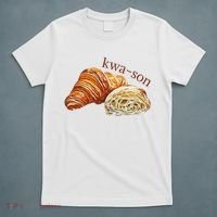 French Accents Croissant Lover Kwa Son Cute Funny Cotton Polyeste T-Shirt thumb 5