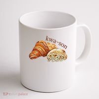 French Accents Croissant Lover Kwa Son Cute Funny Cotton Polyeste Coffee Mug thumb 1