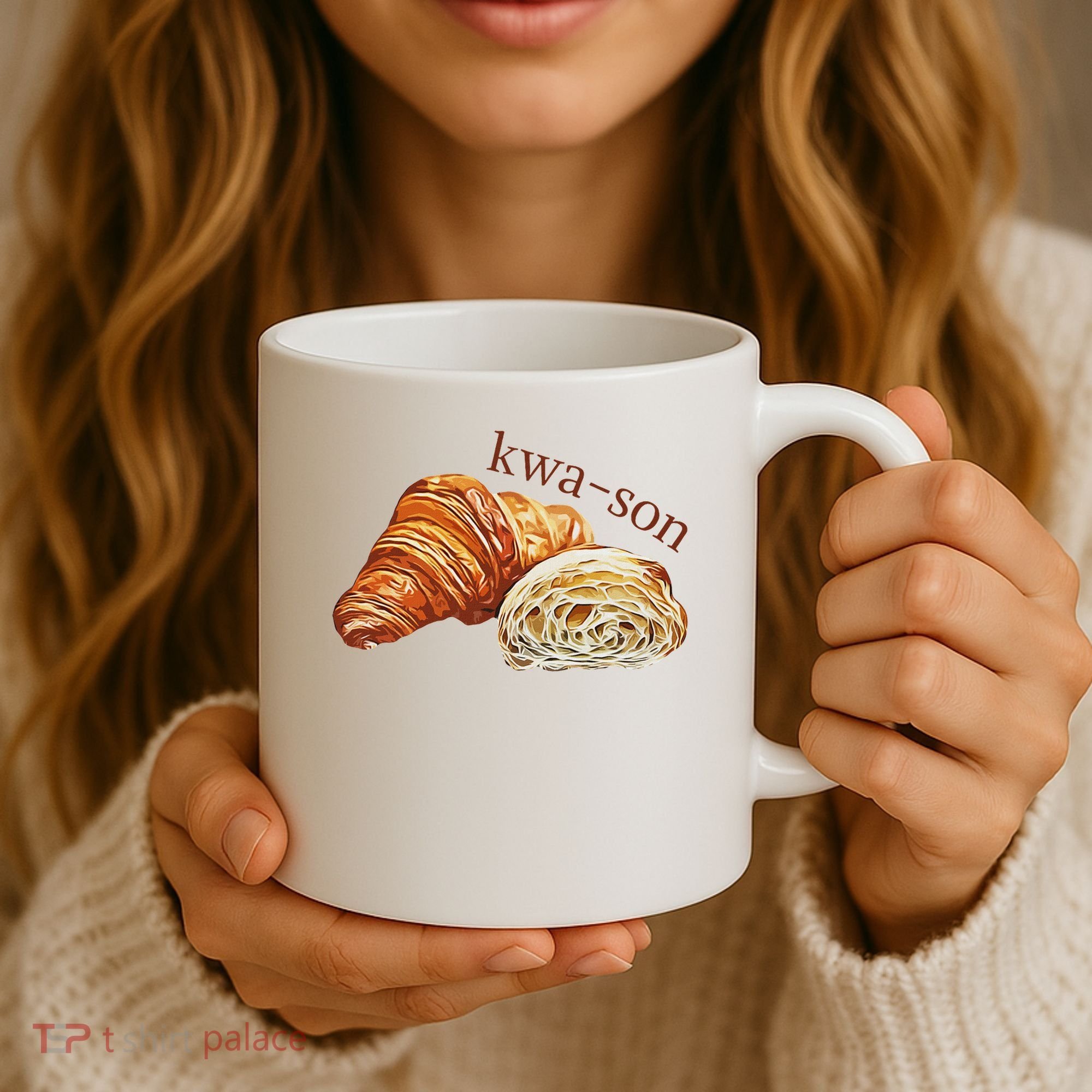 French Accents Croissant Lover Kwa Son Cute Funny Cotton Polyeste Coffee Mug