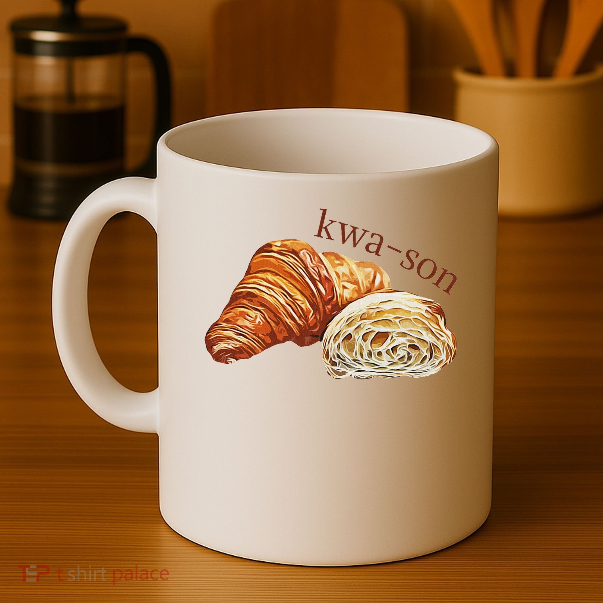 French Accents Croissant Lover Kwa Son Cute Funny Cotton Polyeste Coffee Mug