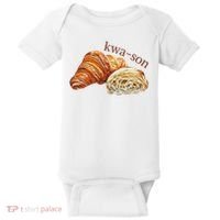 French Accents Croissant Lover Kwa Son Cute Funny Cotton Polyeste Baby Bodysuit thumb 0