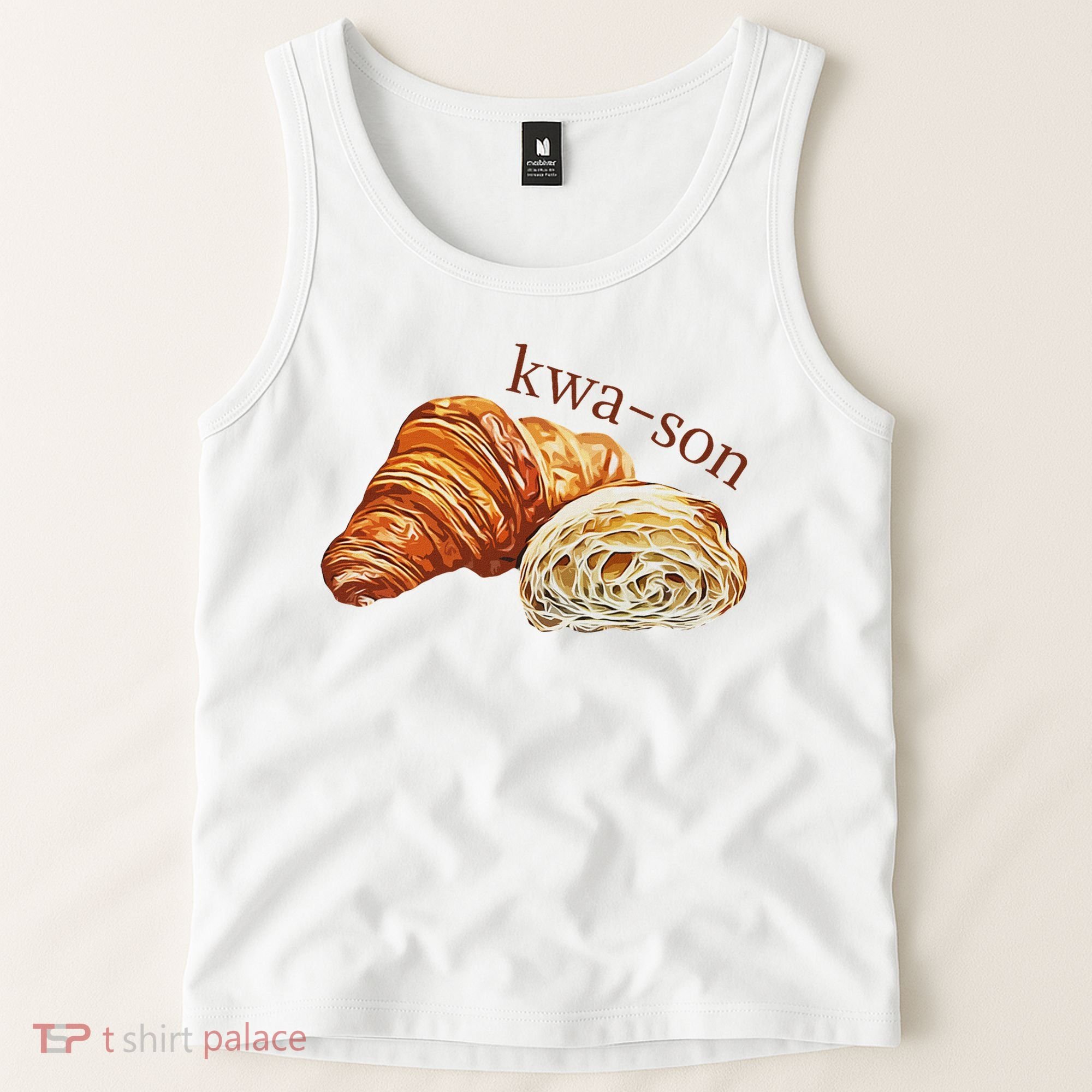 French Accents Croissant Lover Kwa Son Cute Funny Cotton Polyeste Tank Top