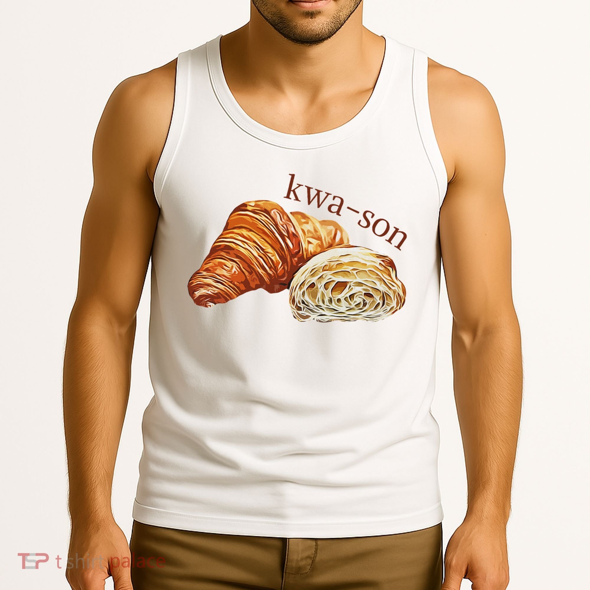 French Accents Croissant Lover Kwa Son Cute Funny Cotton Polyeste Tank Top