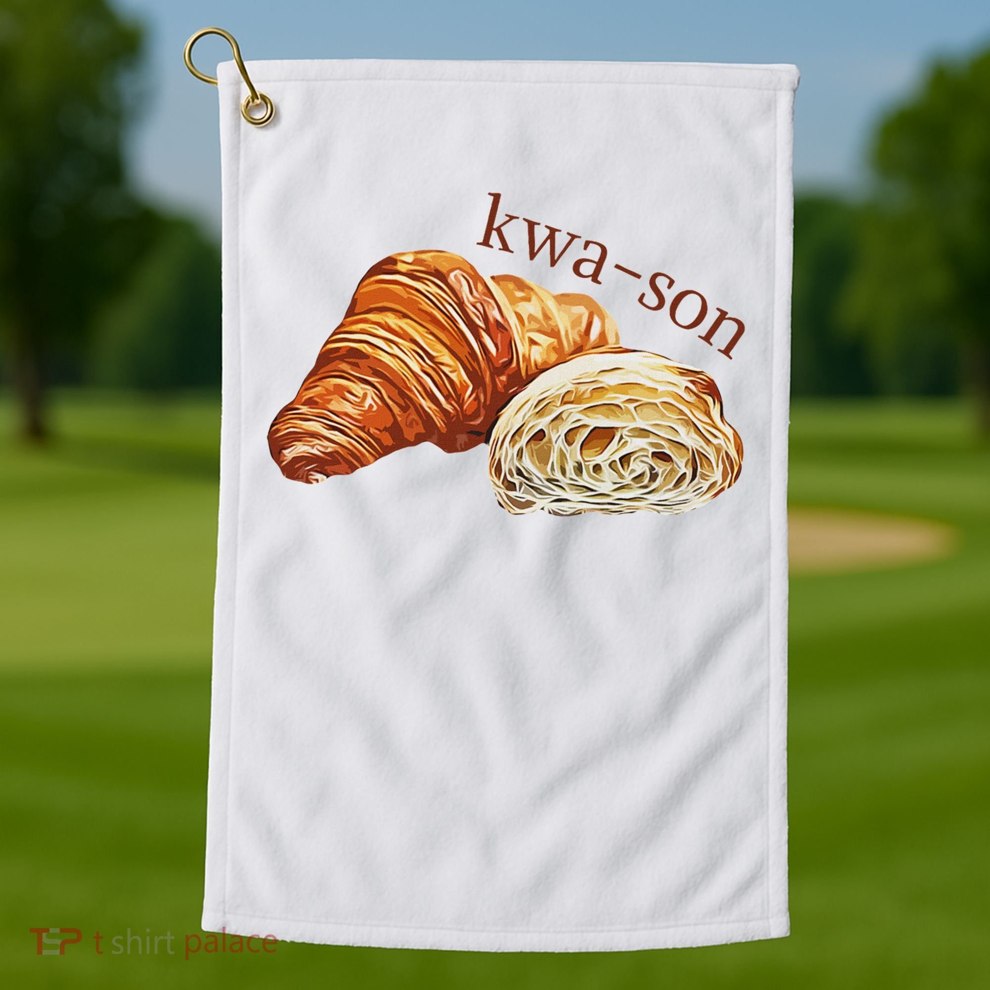 French Accents Croissant Lover Kwa Son Cute Funny Cotton Polyeste Golf Towel