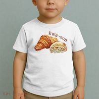 French Accents Croissant Lover Kwa Son Cute Funny Cotton Polyeste Toddler T-Shirt thumb 2