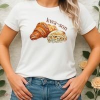 French Accents Croissant Lover Kwa Son Cute Funny Cotton Polyeste Women's T-Shirt thumb 2