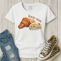 French Accents Croissant Lover Kwa Son Cute Funny Cotton Polyeste Women's T-Shirt thumb 3