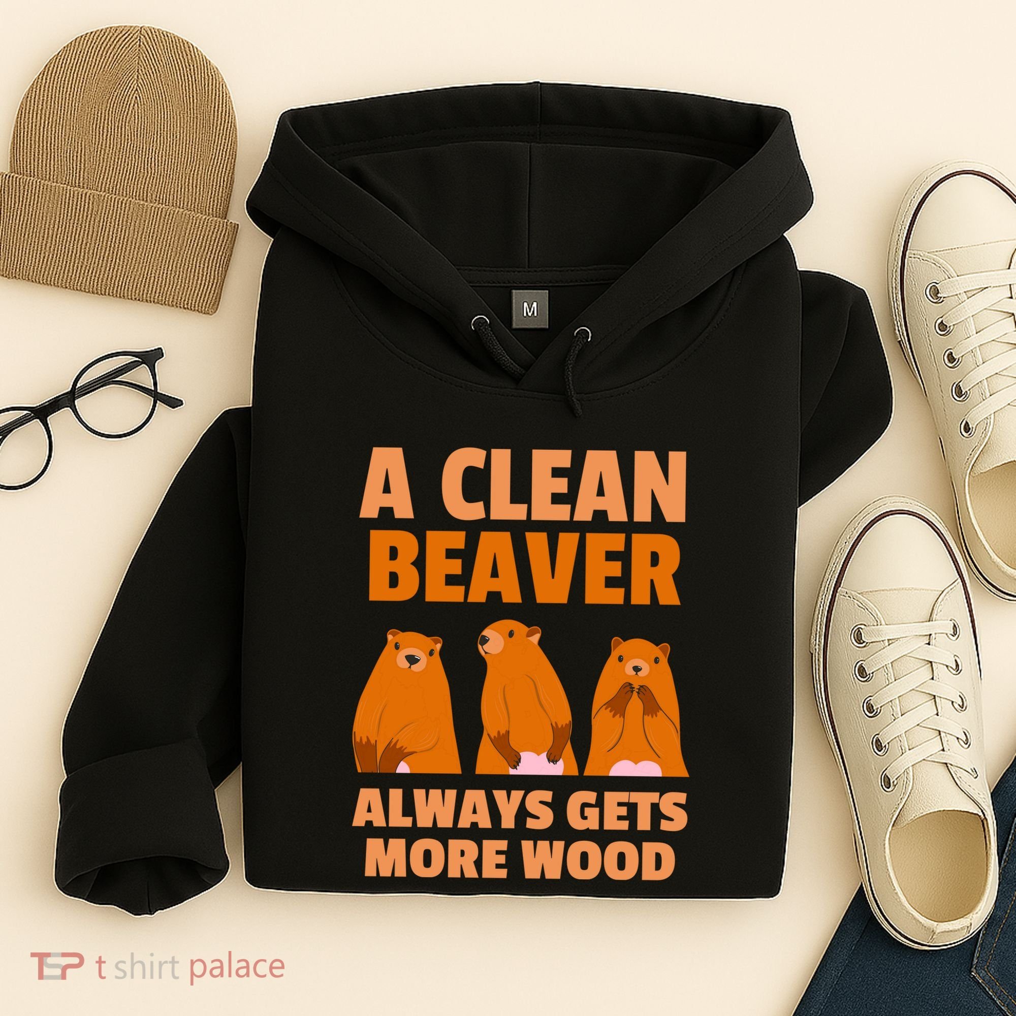 Funny A Clean Beaver Always Gets More Wood Joke Sarcastic Hoodie
