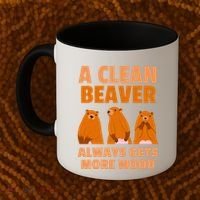 Funny A Clean Beaver Always Gets More Wood Joke Sarcastic Coffee Mug thumb 2