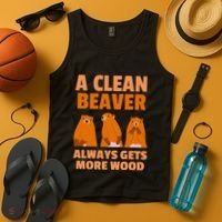 Funny A Clean Beaver Always Gets More Wood Joke Sarcastic Tank Top thumb 4