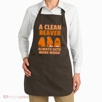 Funny A Clean Beaver Always Gets More Wood Joke Sarcastic Apron thumb 2