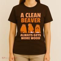 Funny A Clean Beaver Always Gets More Wood Joke Sarcastic T-Shirt thumb 4