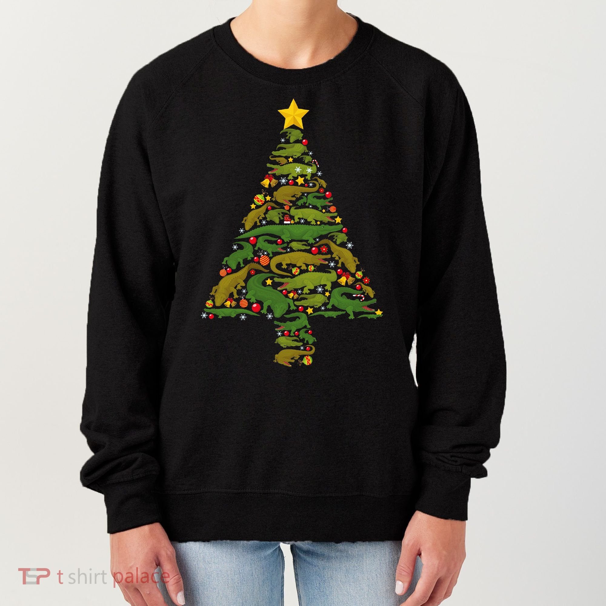Funny Alligator Christmas Tree Crocodile Xmas Women's Sweatshirt