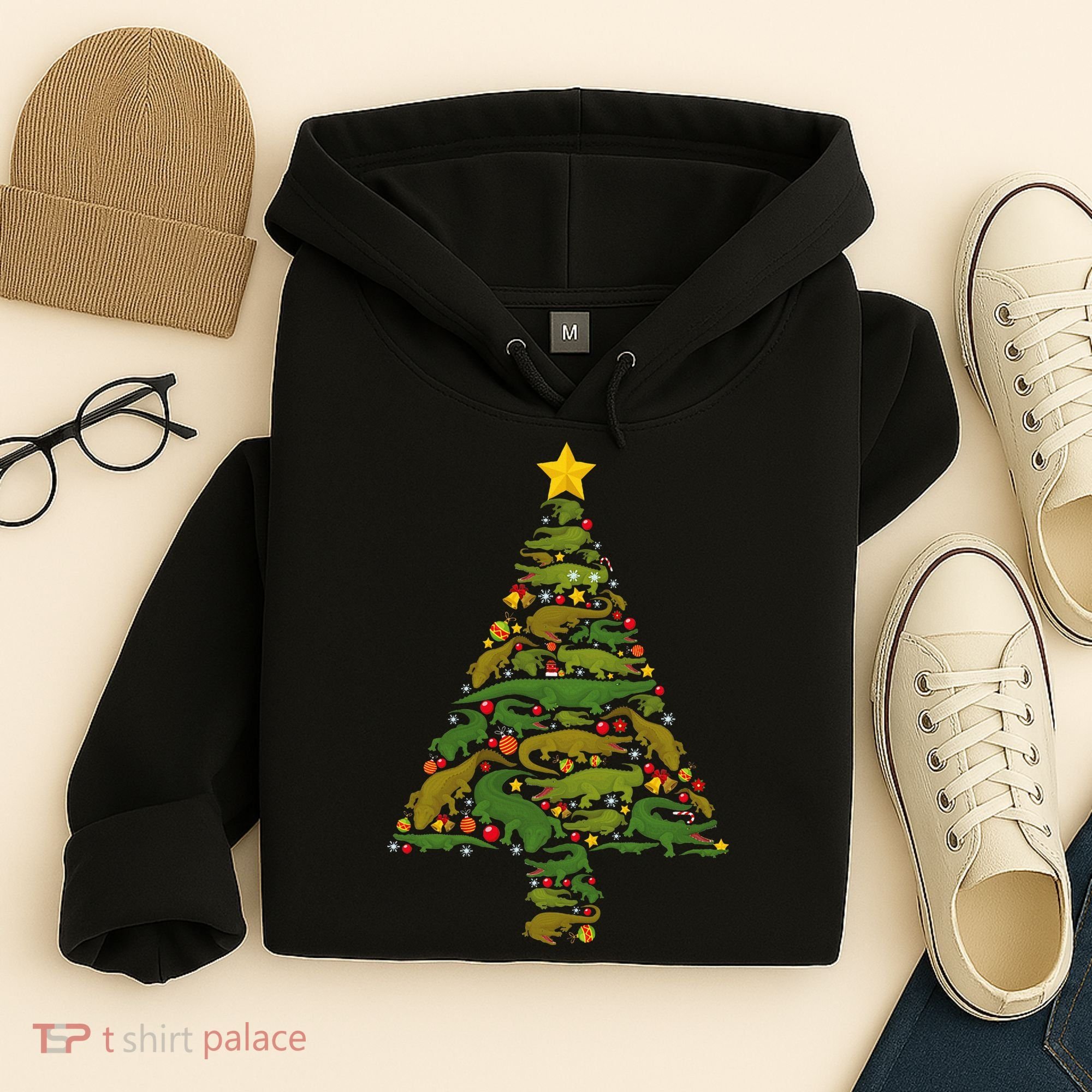Funny Alligator Christmas Tree Crocodile Xmas Hoodie