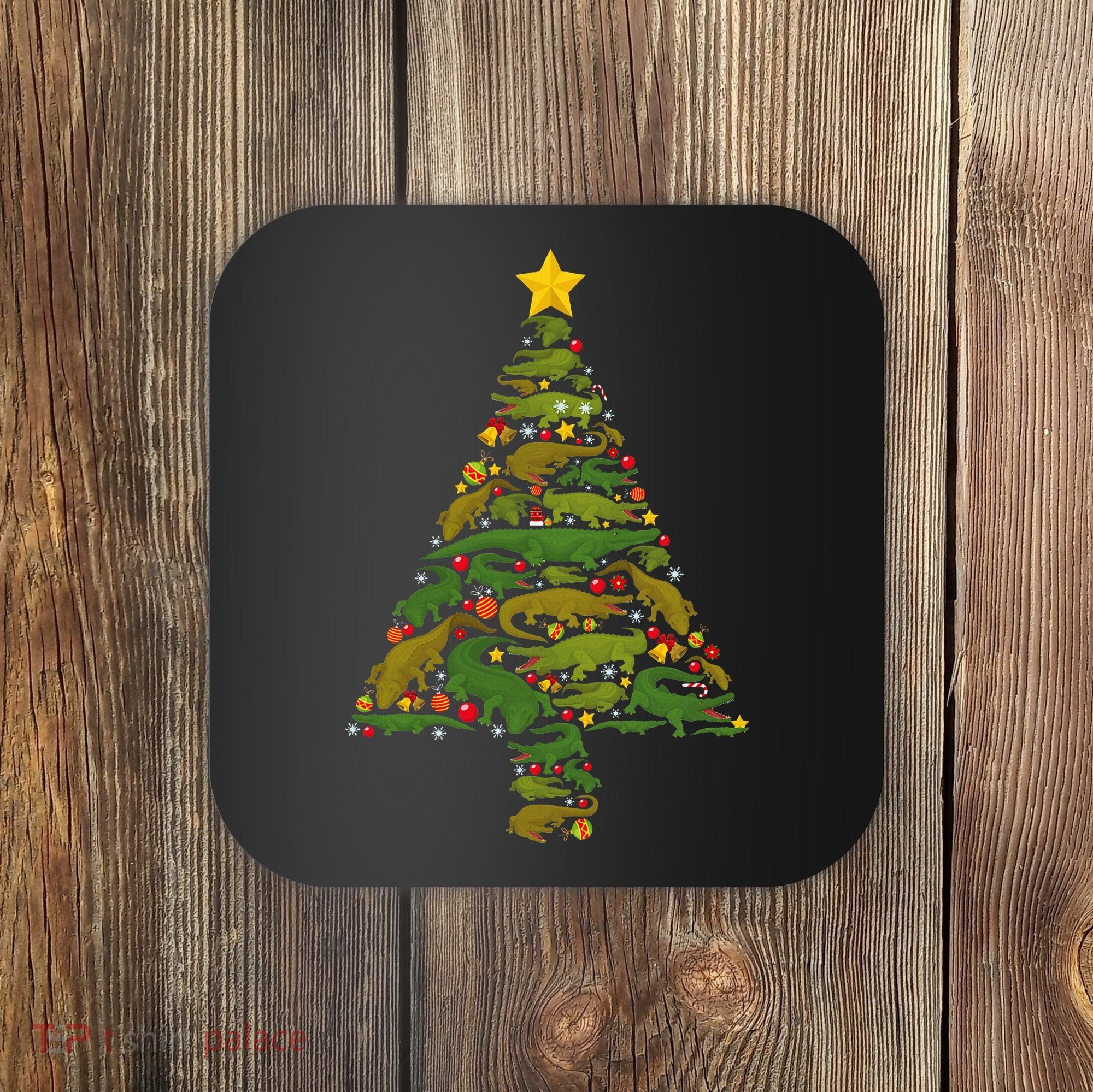 Funny Alligator Christmas Tree Crocodile Xmas Coaster