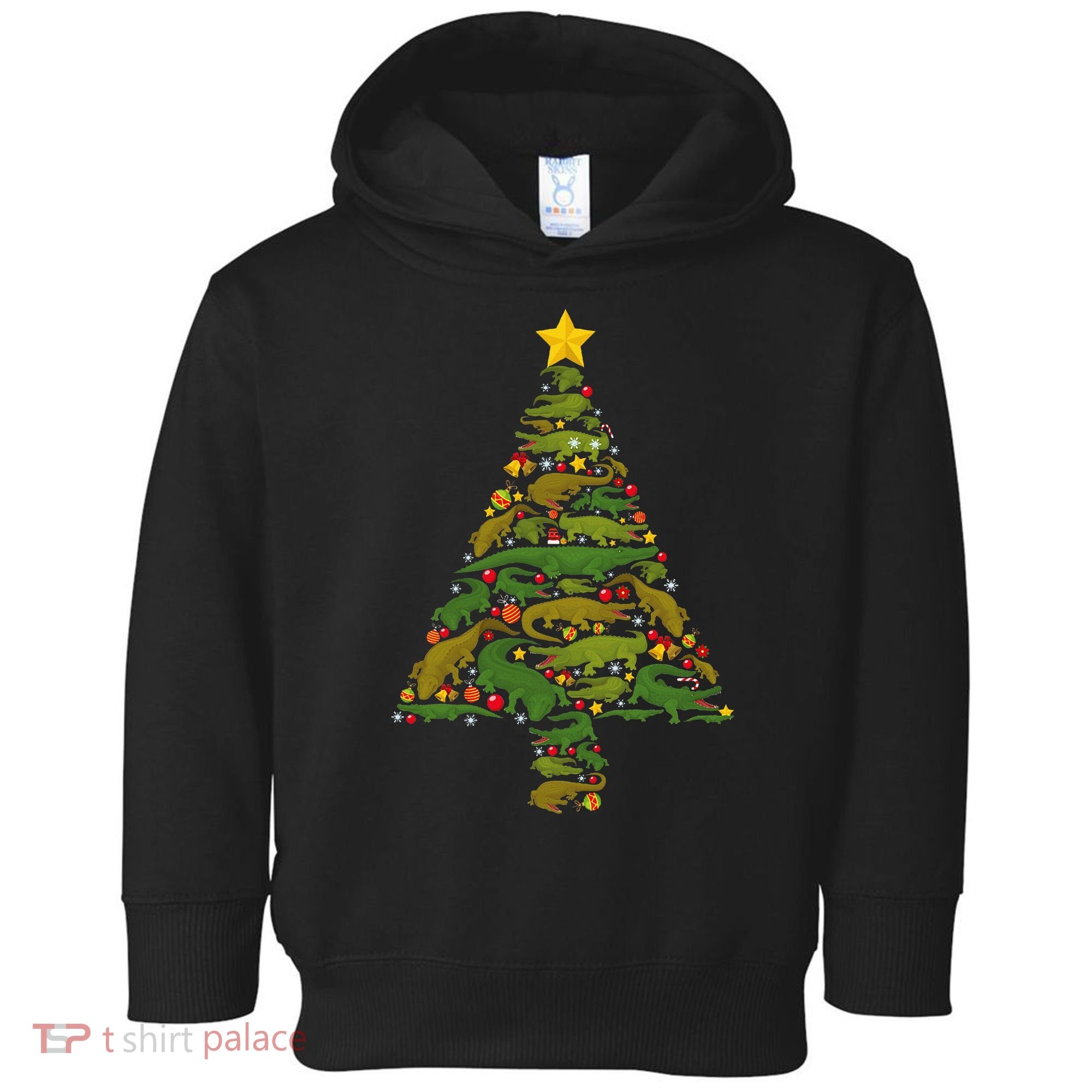 Funny Alligator Christmas Tree Crocodile Xmas Toddler Hoodie