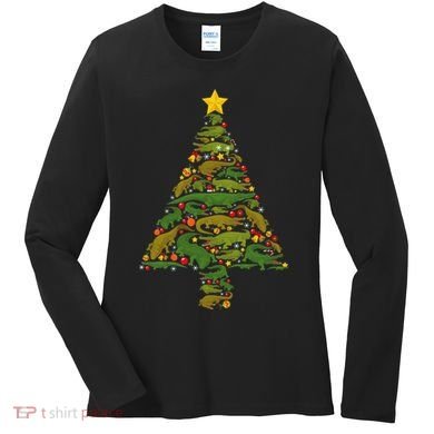Funny Alligator Christmas Tree Crocodile Xmas Women's Long Sleeve Shirt