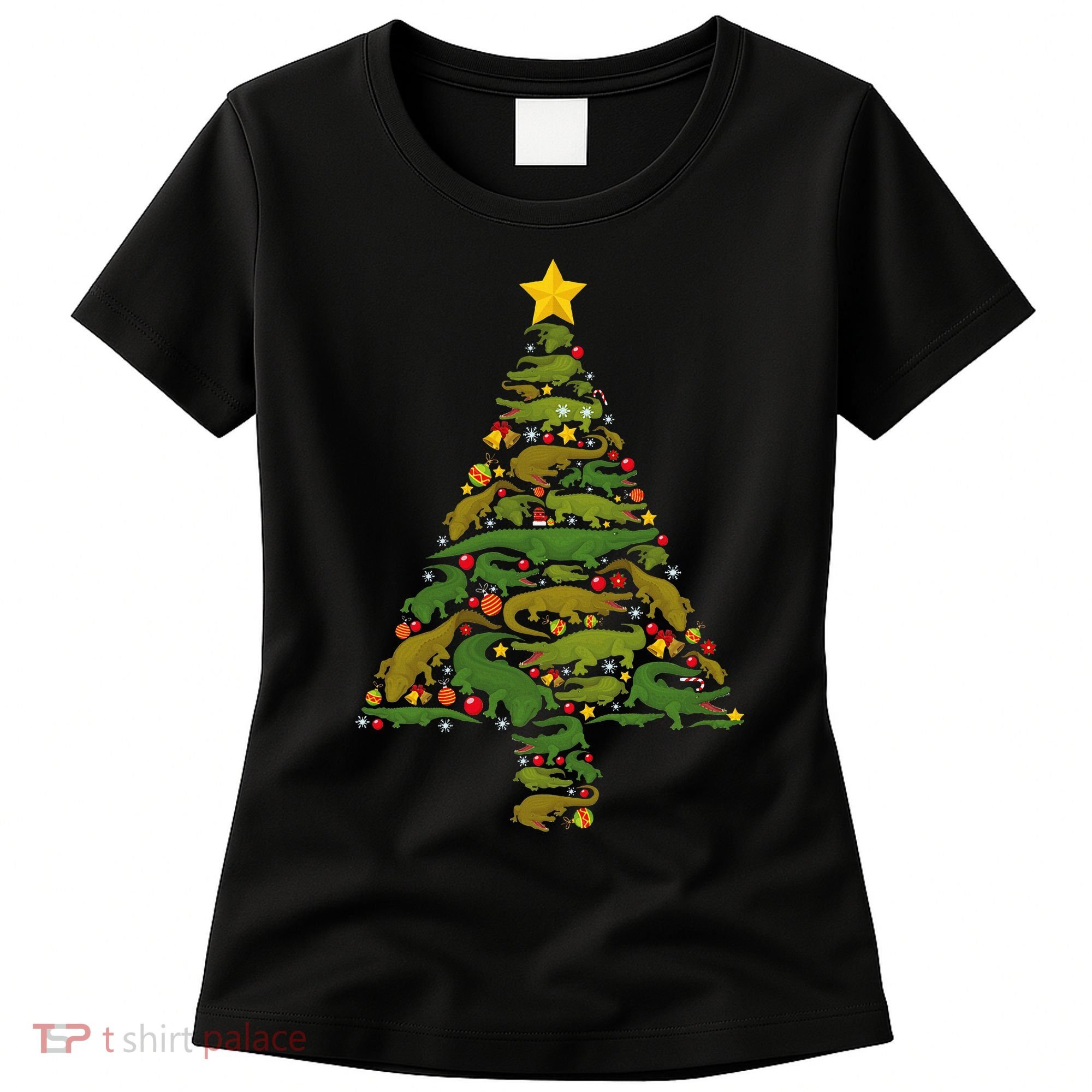 Funny Alligator Christmas Tree Crocodile Xmas Women's T-Shirt