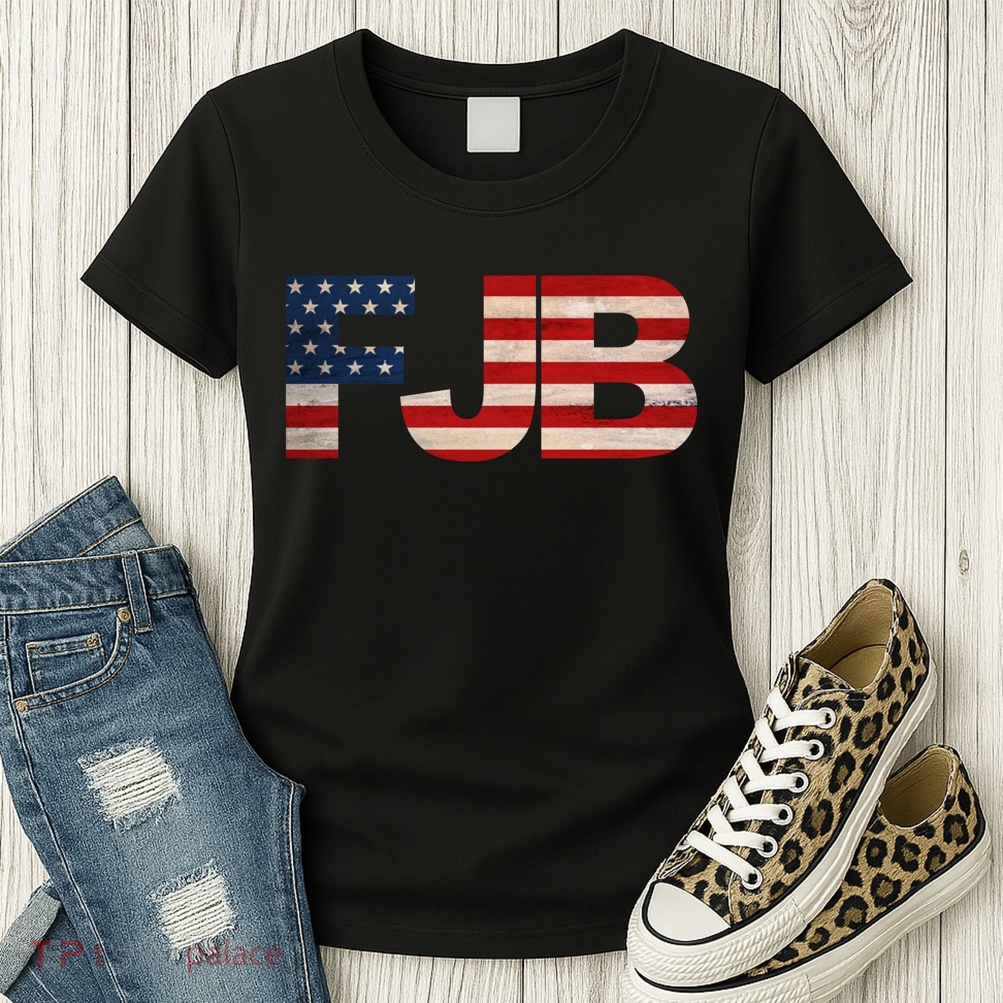 FJB American Camo Logo F*ck Joe Biden Women's T-Shirt