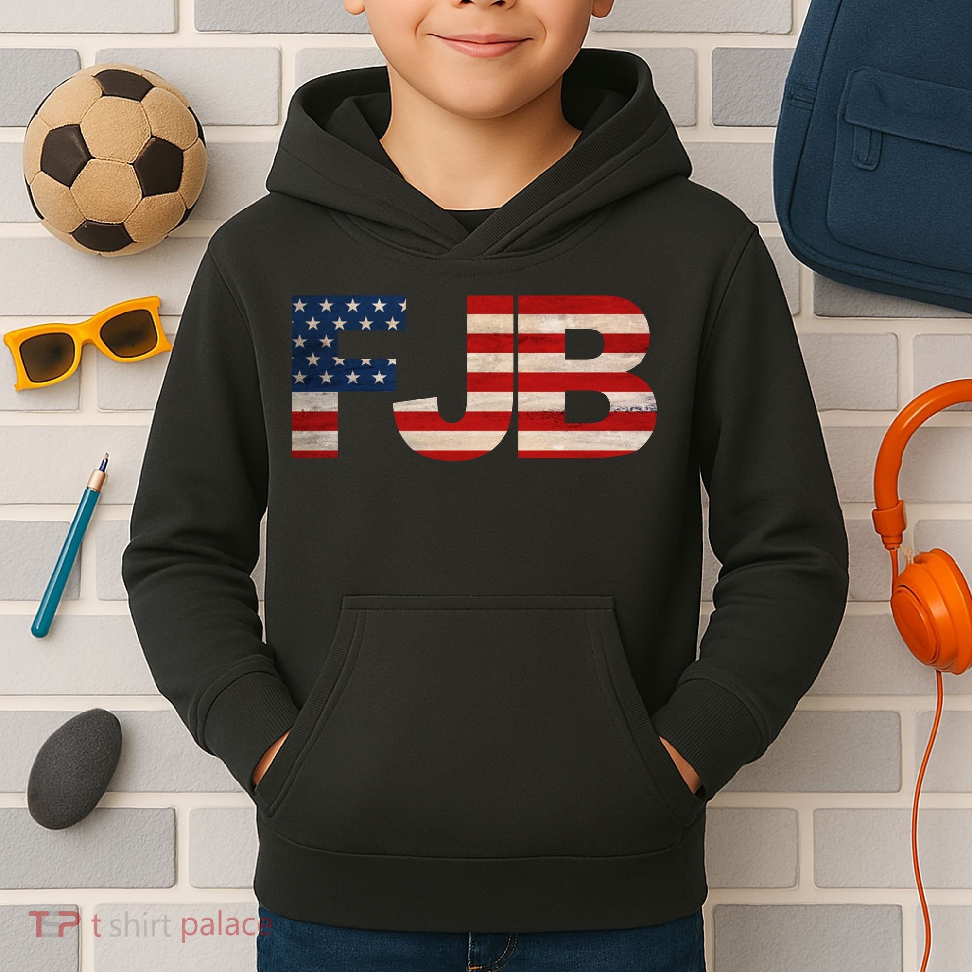 FJB American Camo Logo F*ck Joe Biden Kids Hoodie