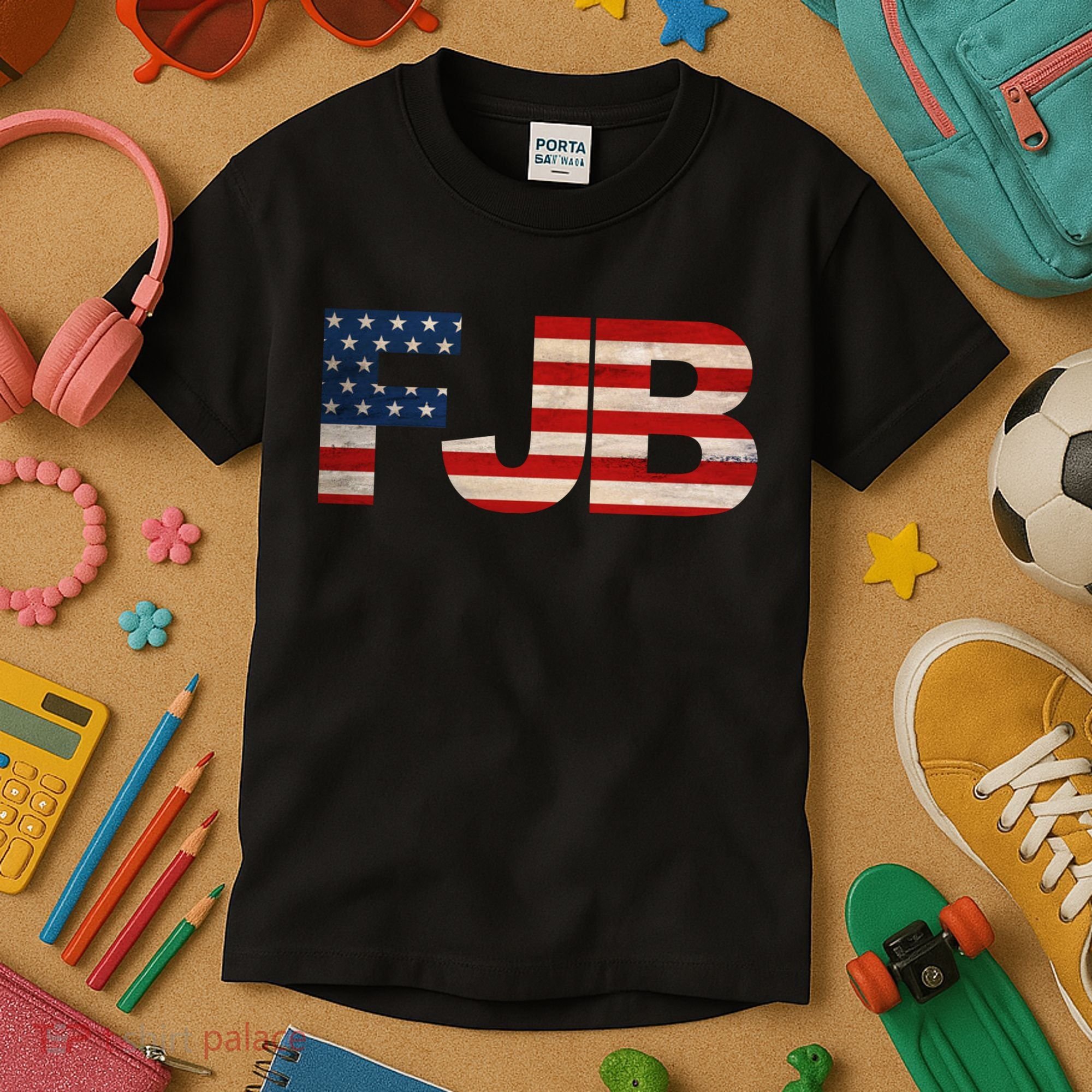 FJB American Camo Logo F*ck Joe Biden Kids T-Shirt