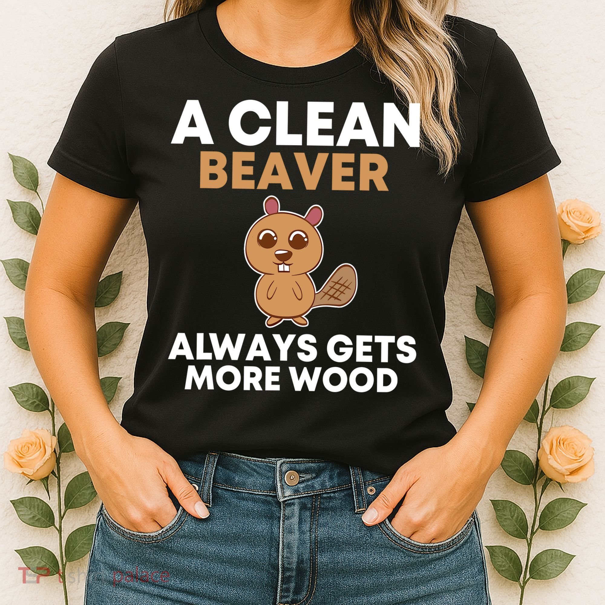 Funny A Clean Beaver Always Gets More Wood Joke Sarcastic Women's T-Shirt