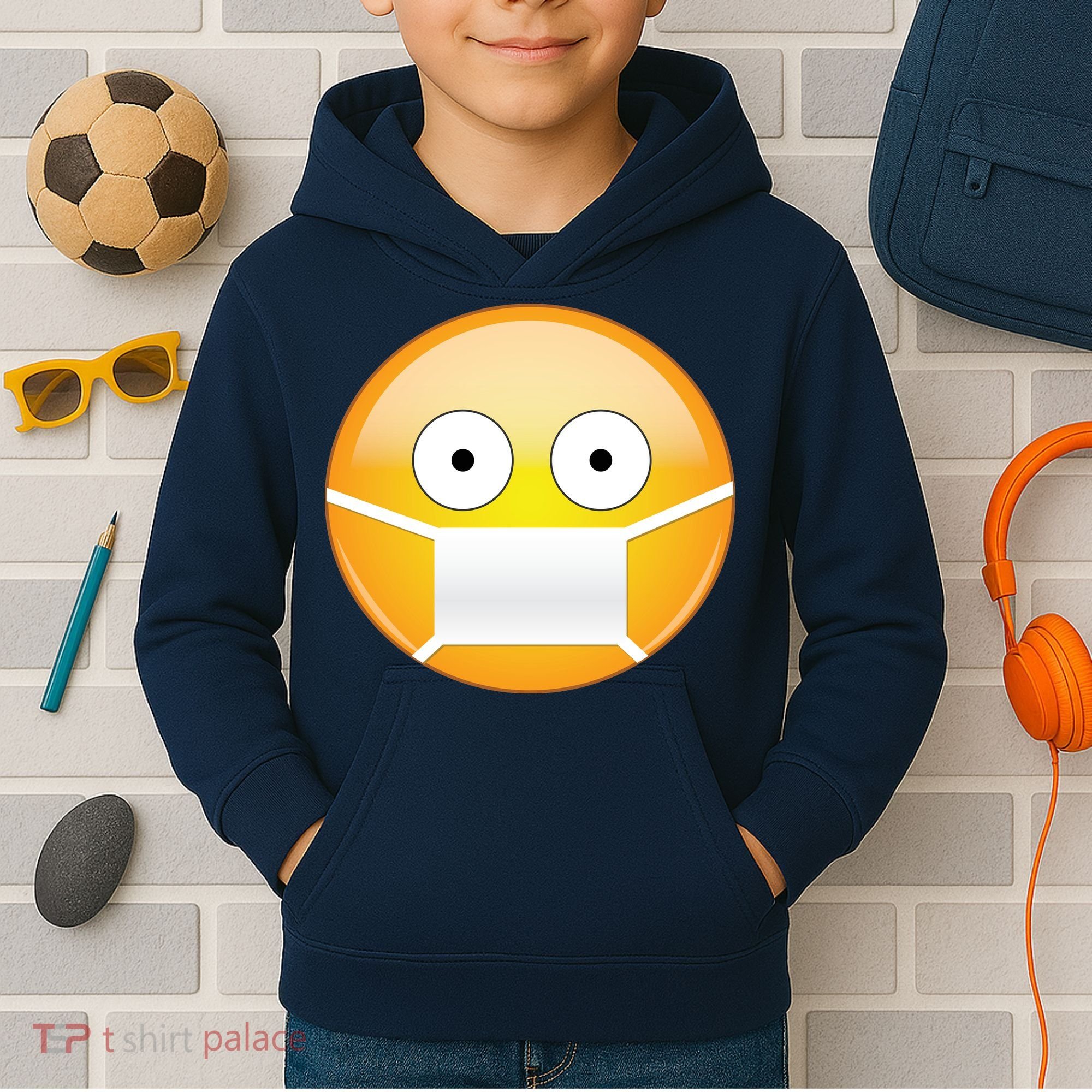 Face Medical Mask Emoji Kids Hoodie