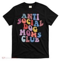 Funny AntiSocial Dog Mom Club Retro Mother's Day T-Shirt thumb 0