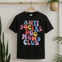 Funny AntiSocial Dog Mom Club Retro Mother's Day T-Shirt thumb 2