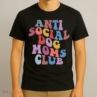 Funny AntiSocial Dog Mom Club Retro Mother's Day T-Shirt thumb 3