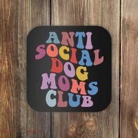 Funny AntiSocial Dog Mom Club Retro Mother's Day Coaster thumb 0