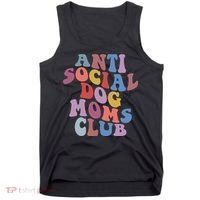 Funny AntiSocial Dog Mom Club Retro Mother's Day Tank Top thumb 0