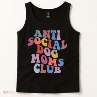 Funny AntiSocial Dog Mom Club Retro Mother's Day Tank Top thumb 2