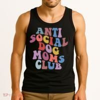 Funny AntiSocial Dog Mom Club Retro Mother's Day Tank Top thumb 3
