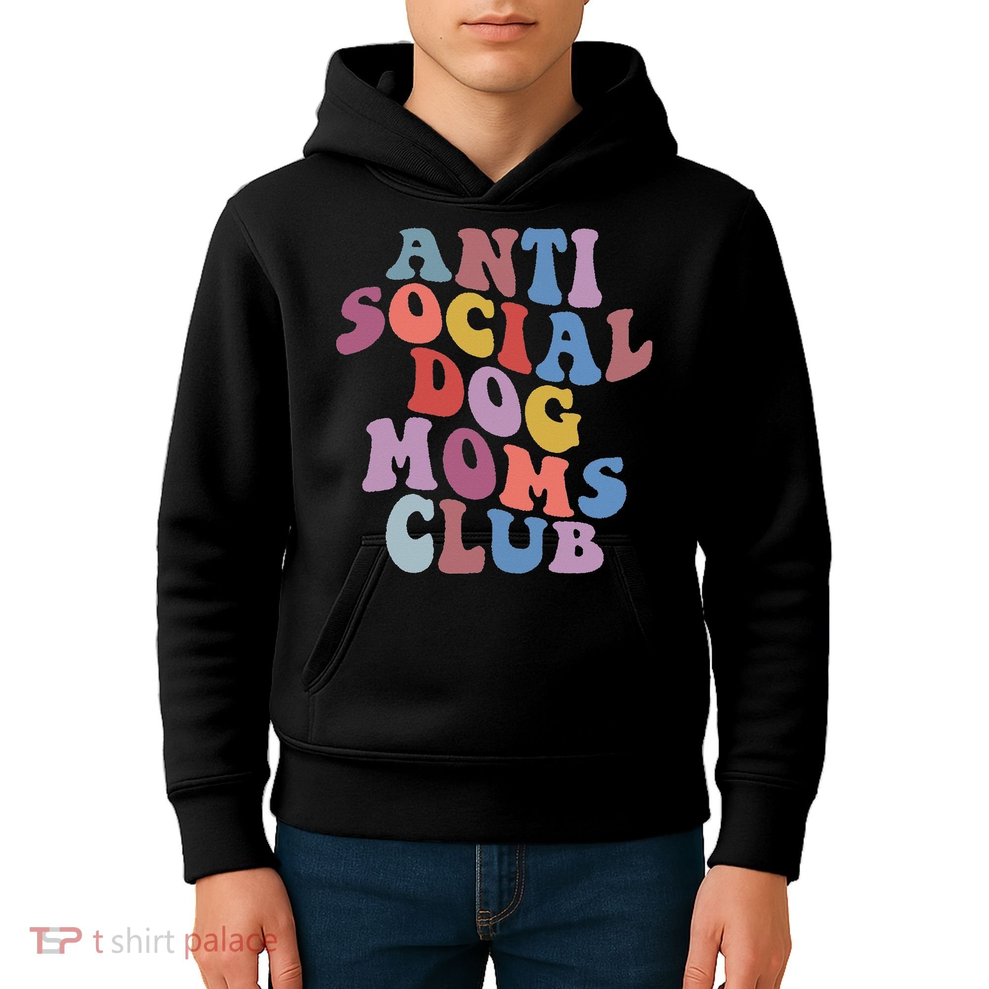 Funny AntiSocial Dog Mom Club Retro Mother's Day Kids Hoodie
