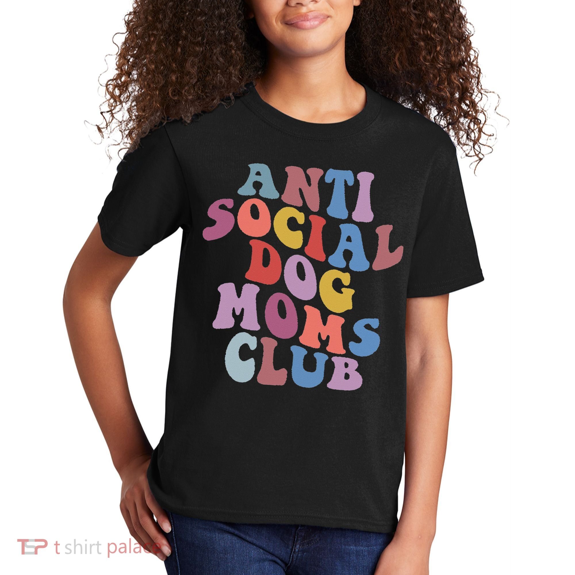 Funny AntiSocial Dog Mom Club Retro Mother's Day Kids T-Shirt