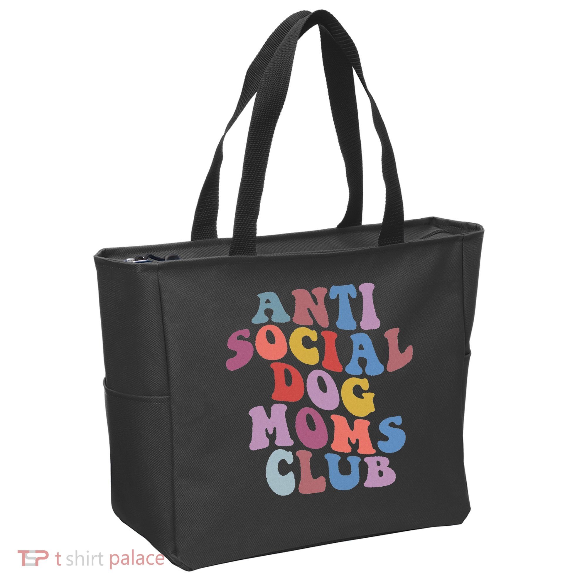 Funny AntiSocial Dog Mom Club Retro Mother's Day Tote Bag