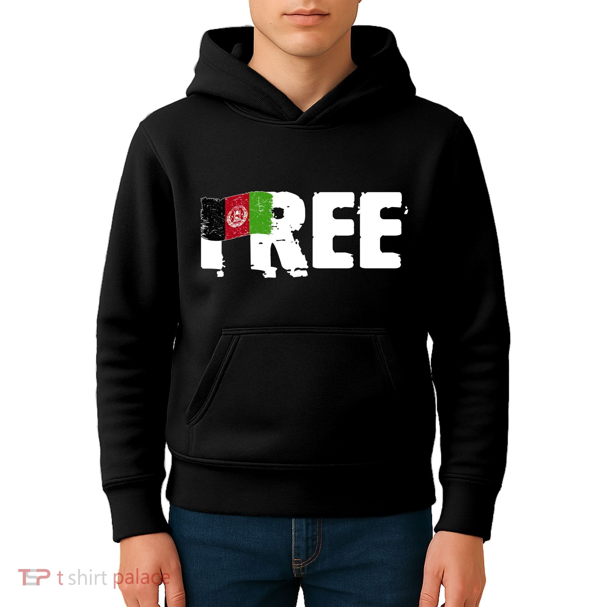 Free Afghanistan Distressed Flag Kids Hoodie
