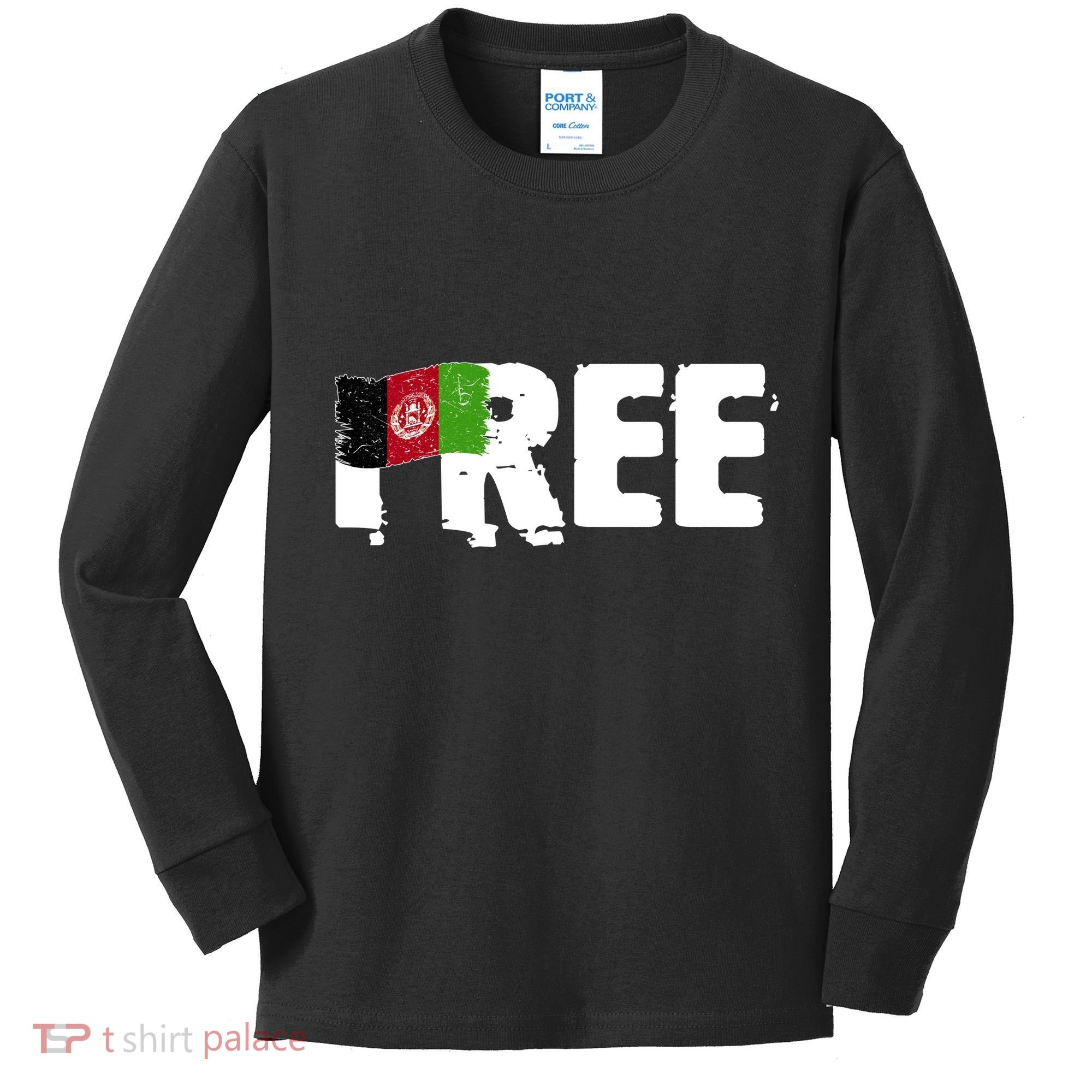 Free Afghanistan Distressed Flag Kids Long Sleeve Shirt