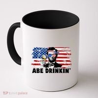 Funny Abe Drinkin USA American Flag Coffee Mug thumb 0