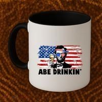 Funny Abe Drinkin USA American Flag Coffee Mug thumb 2