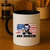 Funny Abe Drinkin USA American Flag Coffee Mug thumb 4