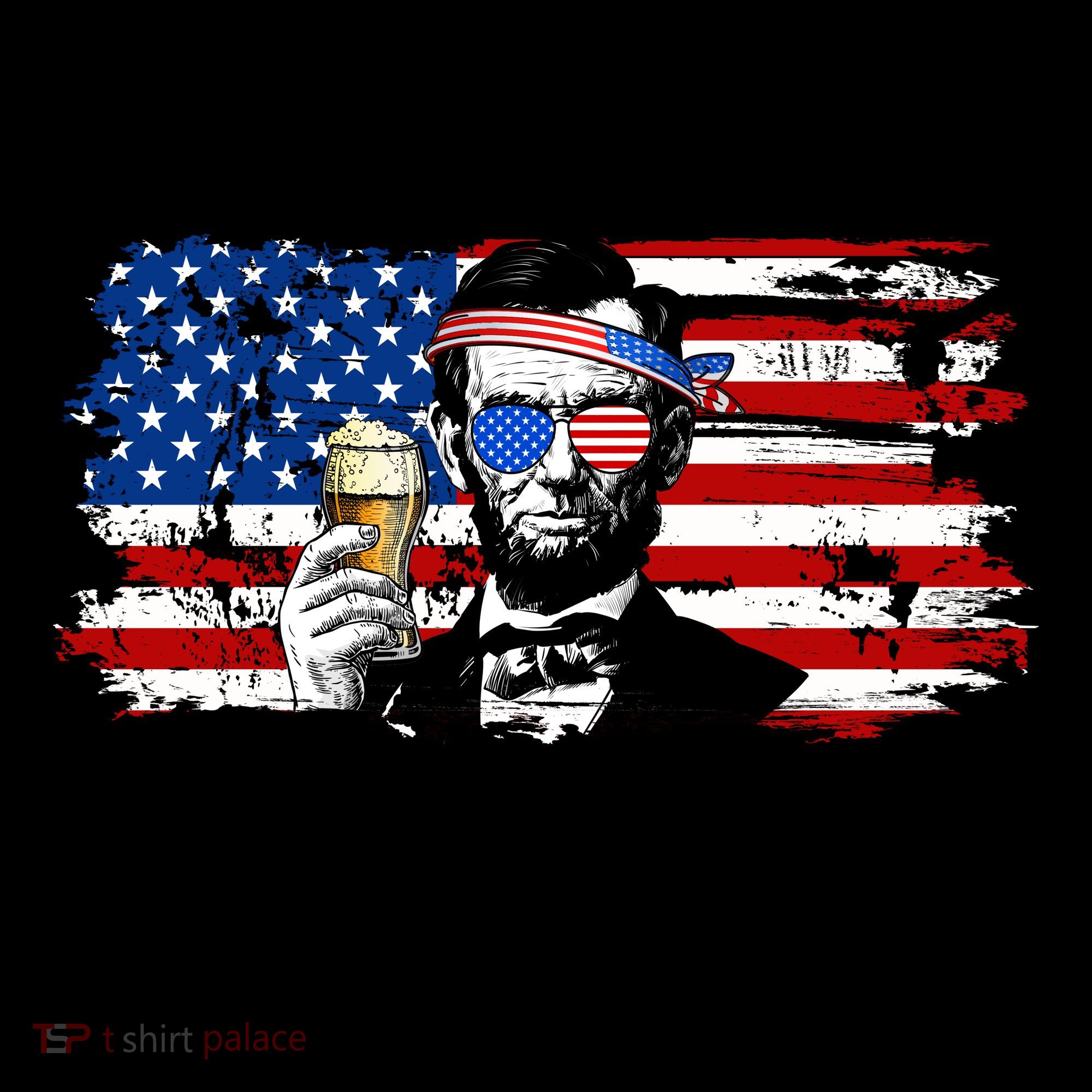 Funny Abe Drinkin USA American Flag Coffee Mug
