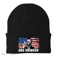 Funny Abe Drinkin USA American Flag Beanie thumb 0
