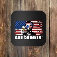 Funny Abe Drinkin USA American Flag Coaster thumb 0