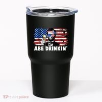 Funny Abe Drinkin USA American Flag Tumbler thumb 0