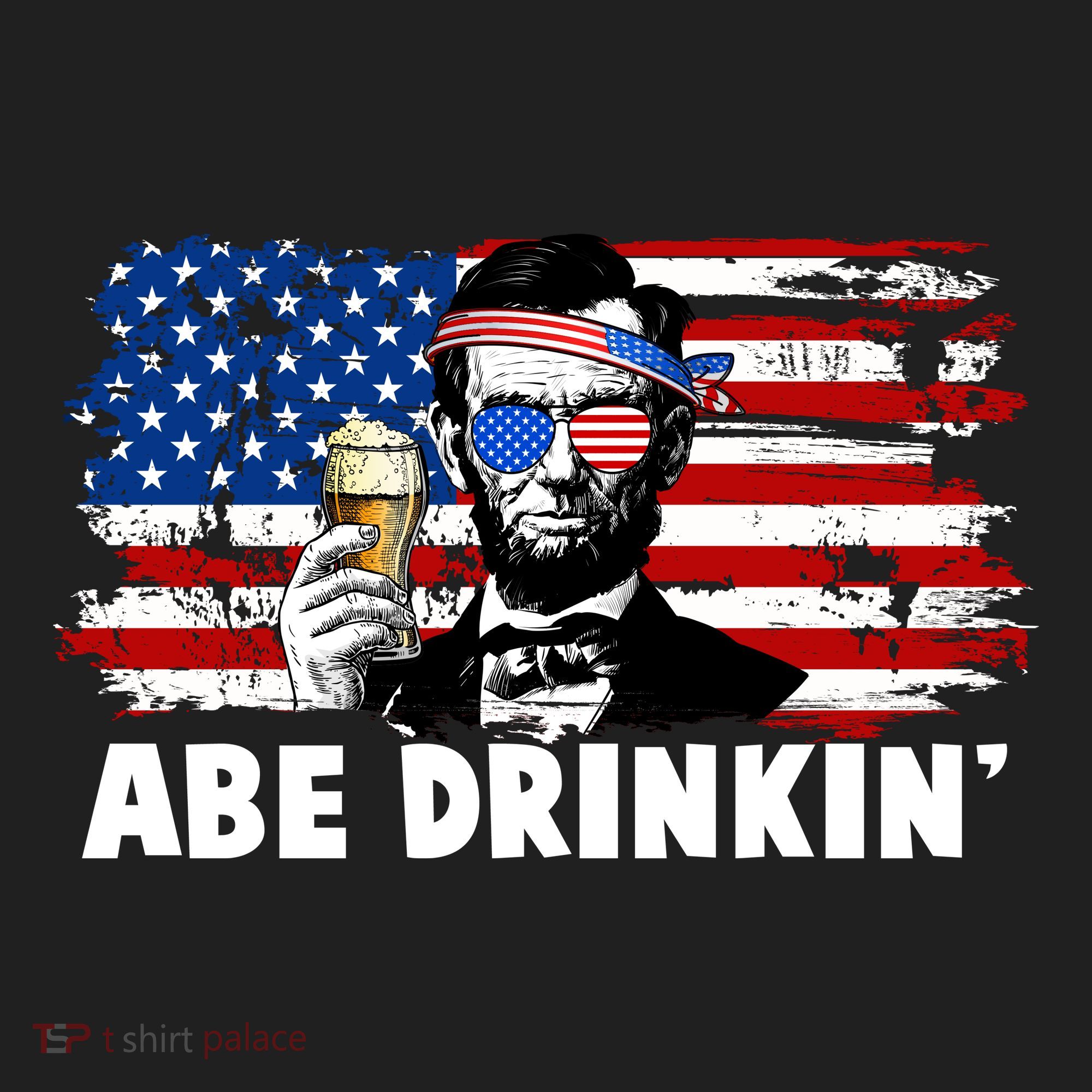 Funny Abe Drinkin USA American Flag Tumbler