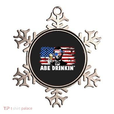 Funny Abe Drinkin USA American Flag Ornament