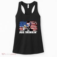 Funny Abe Drinkin USA American Flag Women's Tank Top thumb 0