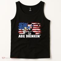 Funny Abe Drinkin USA American Flag Tank Top thumb 2